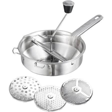 Foodprocessor i rustfrit stål, syltetøjsmaskine, kværn, kartoffelmoser, grøntsags- og frugtkværn