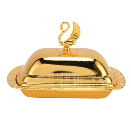 Guld Europeisk Stil Metall Fruktskål med Lock för Snacks Godis Desserter Bordsdekoration