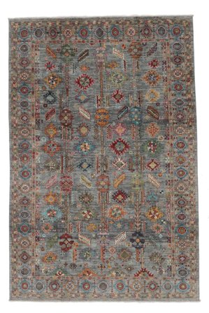 Handgeknüpft Shabargan 197X298 Wollteppich Braun/Dunkelgrau
