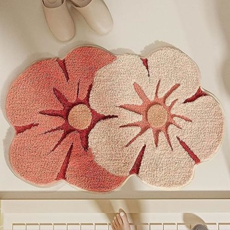 2-pak Badeværelsesmåtte, Blød Tyk Mikrofiber Blomst Badeværelsesmåtte, Stærk Absorberende Skridsikker Badekar Måtte, Maskinvaskbar