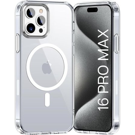 Skal för iPhone 16 PRO MAX - Transparent silikon med inbyggd magnetisk ring Phonillico