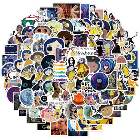 Coraline Vanntette Klistremerker (100 stk) for Hydroflask Vannflaske Estetiske Vinyl Klistremerker Laptop Skateboard Bagasje for Tenåringer Barn/Cor