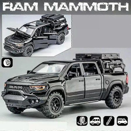 1:32 Dodge RAM Mammoth Lava-auto Maastoauto Metalliseos Leluauto Malli Ääni & Valo Vedä Takaisin Keräily Lahja Pojille Lapsille