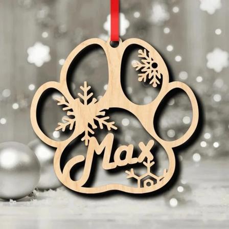 Personliga juldekorationer Heminredning Trä Hundtassar Xmas Tree Dekoration 1PC Custom Name 9CM