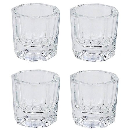 4 st Mini Glas Kristallkopp Spikkonst Akryl Vätska Pulver Dappen Skål Skål Glasvaror Spikkonst Verktyg
