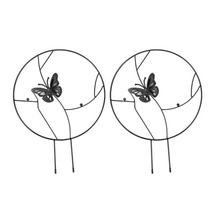 2 kpl Kukkakiipeilytelineet, Metalliset, Pyöreä Muotoilu, Musta