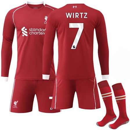 Liverpool FC Langærmet Hjemme Fodboldtrøje Nr.7 Wirtz til Børn & Voksne[YDE] Nr.7 Wirtz No.7 Wirtz_yu