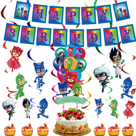 Pj Mask Disponibel Banner Födelsedagsdekoration Festtillbehör