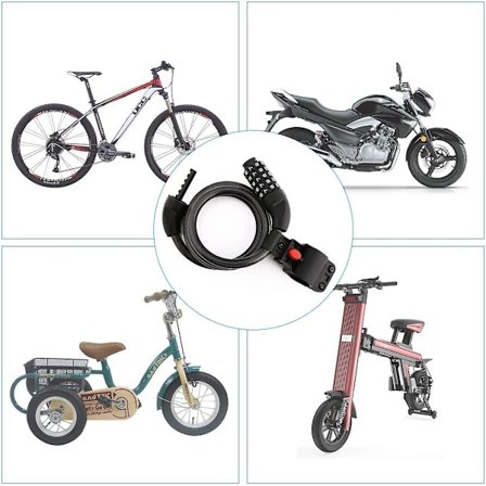 Polkupyörän lukko 1200mm/12mm polkupyörän vaijerilukko