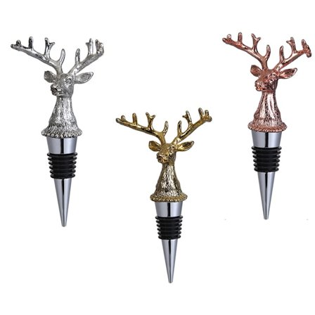 3 st vinstoppare i rostfritt stål - Vinstoppare i form av djur, silikontillbehör (hjortronshuvud)