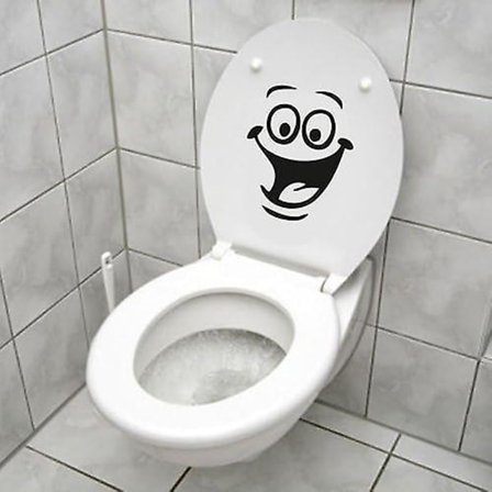 Smiley-mærkat, Rolig vægdekoration til toilet, badeværelse, køkken, PVC, 1 farve