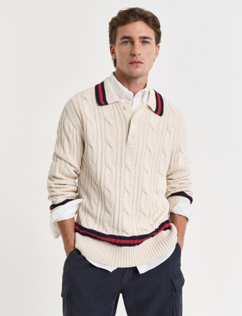 GANT Cable Polo - Cream - S