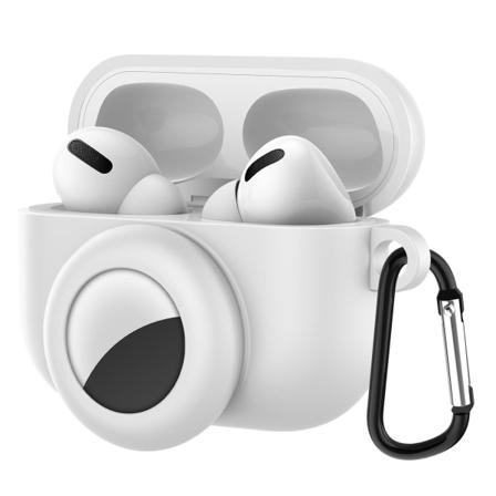 Airpods Pro Silikonskal Med Airtag Hållare Vit Vit One Size