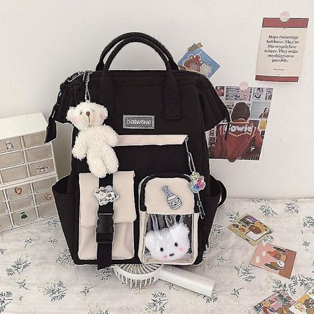 4 st set canvas skolväskor för tonårsflickor ryggsäck kvinnor laptop ryggsäck skolväskor för pojkar resebagpack Mochila Escolar