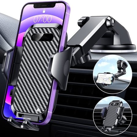 Biltelefonholder, [Superstærkt Sug] Telefonholder til Instrumentbræt, Universal Håndfri Dash Vindue Krog Luftventil Bil Lastbil Stativ