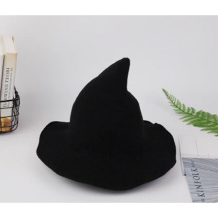 Häxmössa, Halloween-feststickad Vikbar Brätte, Svart