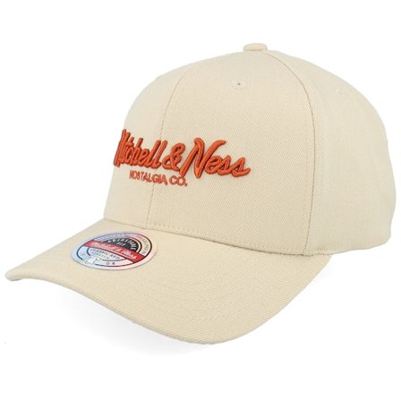 Mitchell & Ness - Beige Adjustable Cap - Pinscript Classic Red Own Brand Grey/Orange Adjustable @ Hatstore