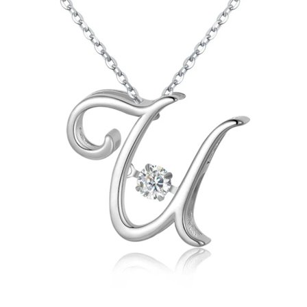 TrustDavis Äkta 925 Sterling Silver Mode 26 Bokstav Cubic Zirconia Halsband för Kvinnor Bröllop Alla Hjärtans Dag Smycken DG0196