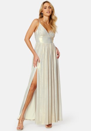 Bubbleroom Occasion Siri Sparkling Pleated Gown Champagne Klær