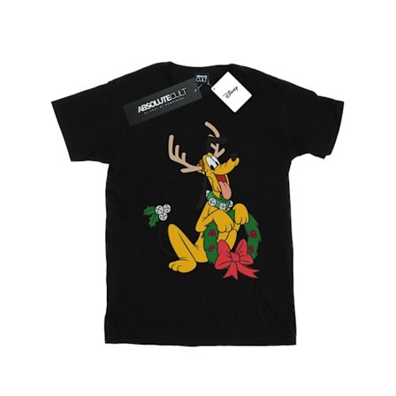 Disney Mens Pluto Christmas Reindeer T-Shirt M Svart
