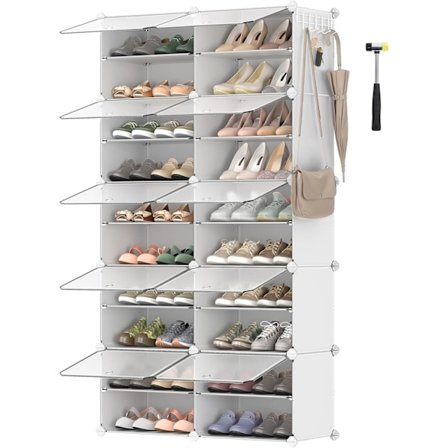 Skohylla med 10 fack, modulär förvaringshylla, 30 x 40 x 30 cm fack, med dörr