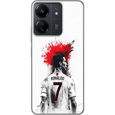 Yhteensopiva Puhelinkuori Xiaomi Redmi 13C Ronaldo Punainen Energia motivaatio jalkapalloilijan kanssa dramaattisessa punaisen ja valkoisen taiteen ty