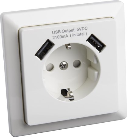 Gelia 4000038442 Vegguttak 1-veis og 2 x USB, Strømbrytere & vegguttak