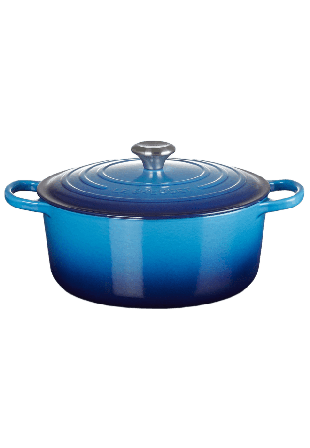 Le Creuset Signature Gjutjärn Rund Gryta 28Cm Azure Gjutjärnsgrytor Unisex Blå 28 CM