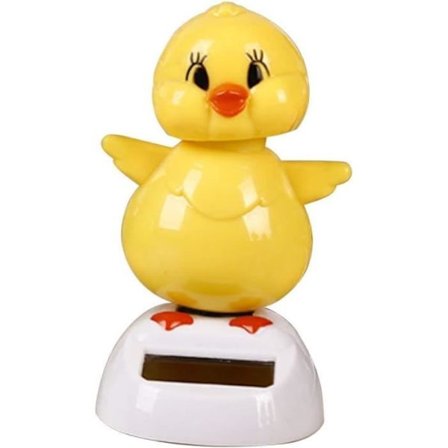 Bilhuske formet som en kylling med solcelledrevet klaff for bilens dashbord