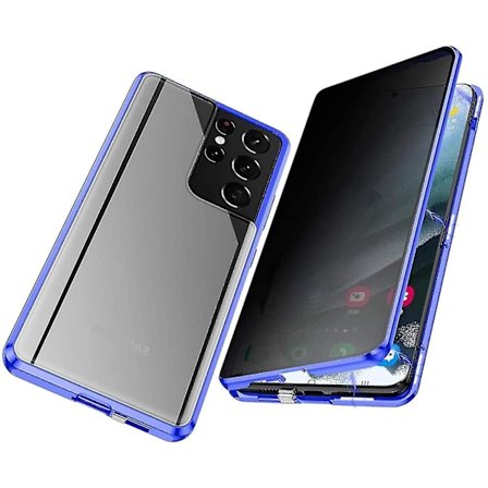 Privatliv Magnetisk Metal Bumper Anti-kig Gennemsigtigt Cover Kompatibelt med Samsung Galaxy S22 S22+ S22 Ultra