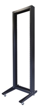 TOTEN 19" öppet golvtstativ med hjul, 42U, 600x600, max 150kg, svart