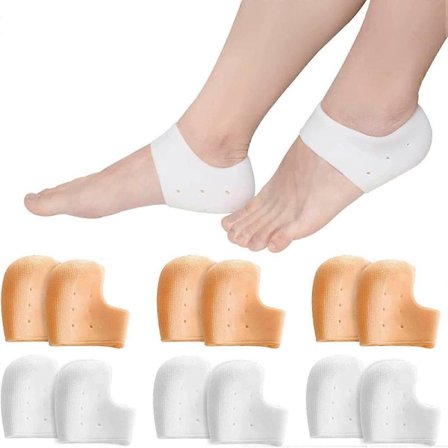 6 par gel silikon hälskydd, silikonhälsockor för hälsporre, plantar fasciit
