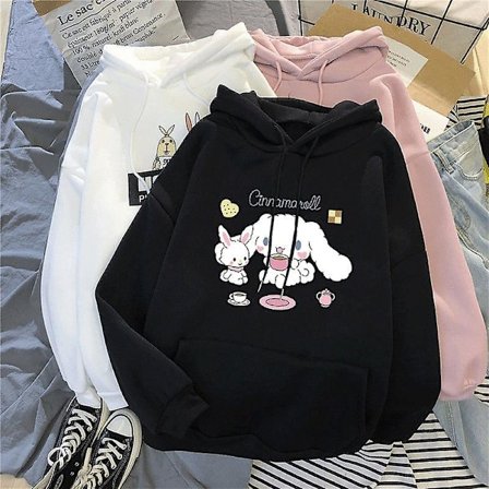 Sanrio Anime Cinnamoroll Kuromi My Melody Plysch Hoodies Kläder Pojke Flicka Baby Sweatshirts Tröjor Toppar Present 135-145CM