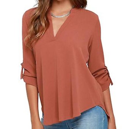 Naisten erittäin ohut paita pehmeää polyesteriä hengittävää kangasta (5XL tiilenpunainen)