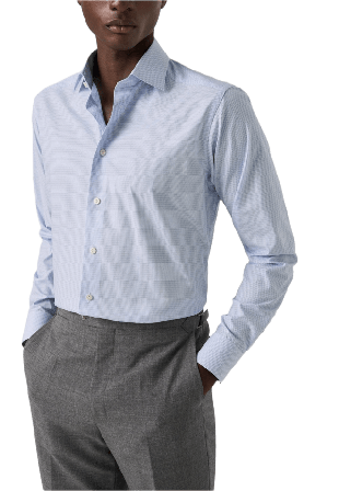 Eton Rutig Fine Twill-skjorta Slim Fit Button-downskjortor Herr Blå 39