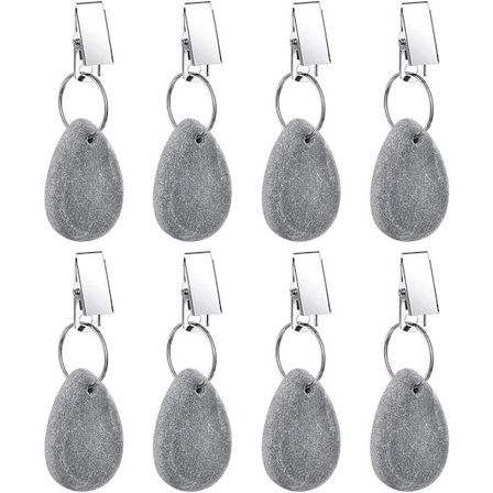 Dugvægte Bøjler, Dug Vægt Sten Dugvægte med Metalklemmer til Udendørsfest Picnic Borddekoration (Grå, 8 stk.)-yux