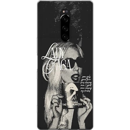Kompatibelt Mobildeksel til Sony Xperia 1 Lady Gaga svart-hvit retroplakat med solbriller og popkonst-estetikk