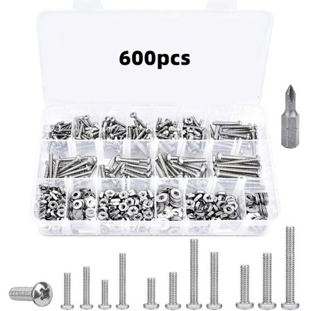 600 STK Maskinskrue sortimentssæt Skruer og skiver