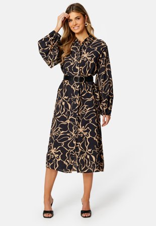 Object Collectors Item Tiana Baloon Shirt Dress Black AOP:FOSSIL AOP Klær