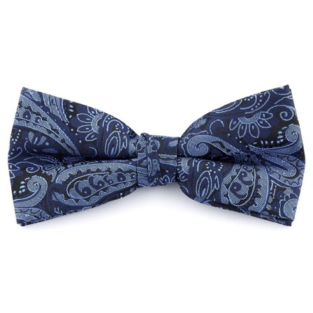 Navy & Blue Paisley Polyester Pre-Tied Bow Tie for Men - Pre-tied bow ties