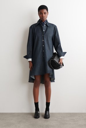 COS Flared Denim Mini Shirt Dress in Blue - Women