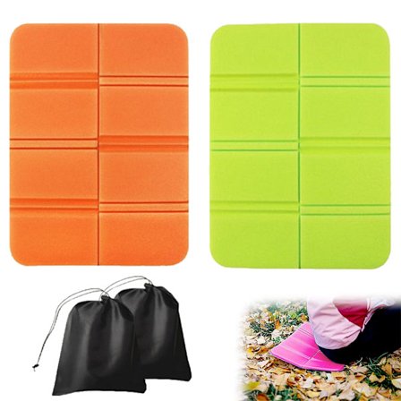 2 st Camping Sittdyna, Vikbara Ultralätta Skum Sittunderlag, Spara Utrymme i Ryggsäcken och Minska Vikt, Orange+Fruktgrön