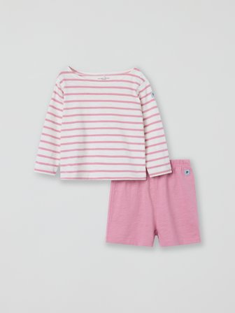 Polarn O. Pyret - Set comprising striped top and shorts - 74 - Childrenswear - pink