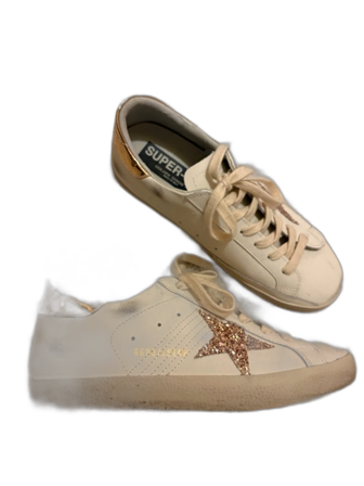Golden Goose vita sneakers med glitterstjärna