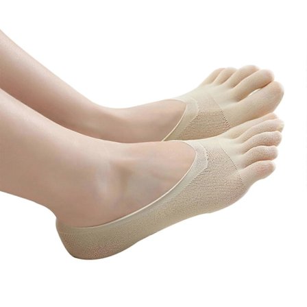 Dame Tåstrømper Fuld Finger Strømper Lavt Skåret Liner Strømper Med Gel Faner Skridsikre