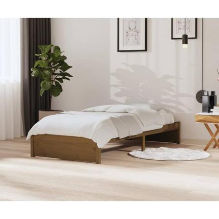 Vidaxl Sängram Honungsbrun Massivt Trä 90x200 Cm Brun