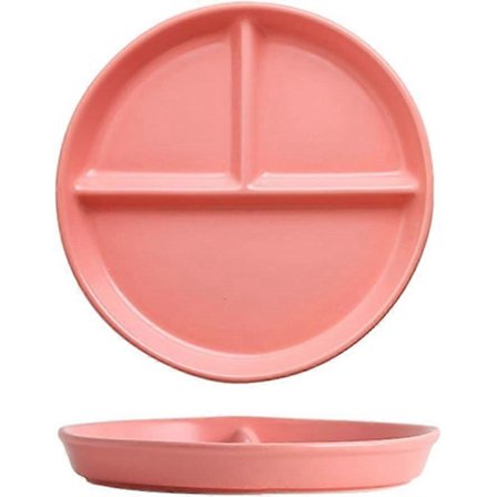 Delt tallerken i porselen, moderne stil, rund, 1 gjenbrukbar tallerken på 20,2 cm for desserter, frukt, snacks, forretter