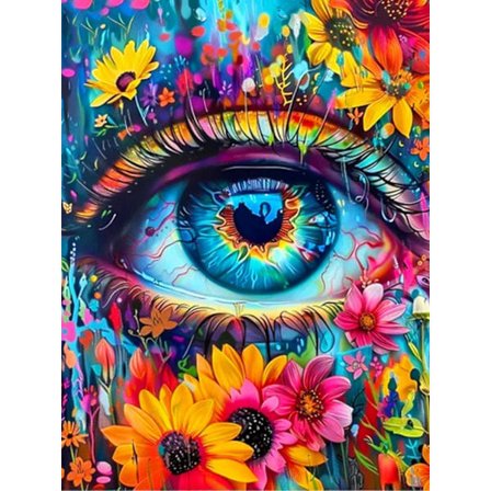 Diamantmaling for Voksne Nybegynnere - Runde Diamanter Blomst DIY Kit - Hjemmeinnredningskunst 30x40 cm