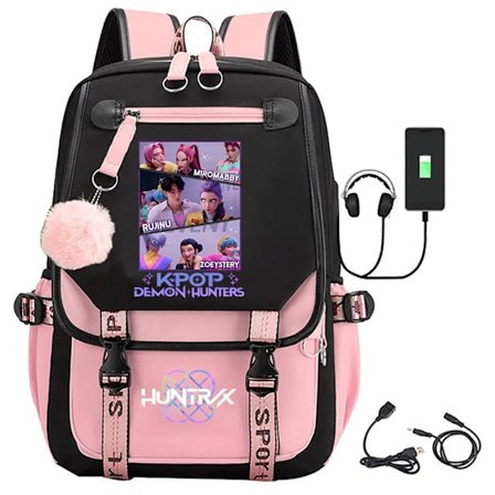 K-Pop Demon Hunters Anime Skolesekk Søt Tegneserieveske for Studenter rosa_tfrf