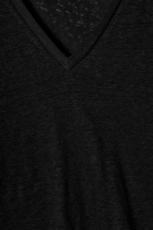 COS Lniany T-Shirt Z Dekoltem W Kształcie Litery V in Czarny